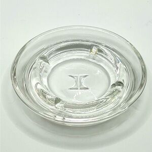 Vintage Hilton Hotels Clear Glass Ashtray Trinket Dish Logo Tray 5 in